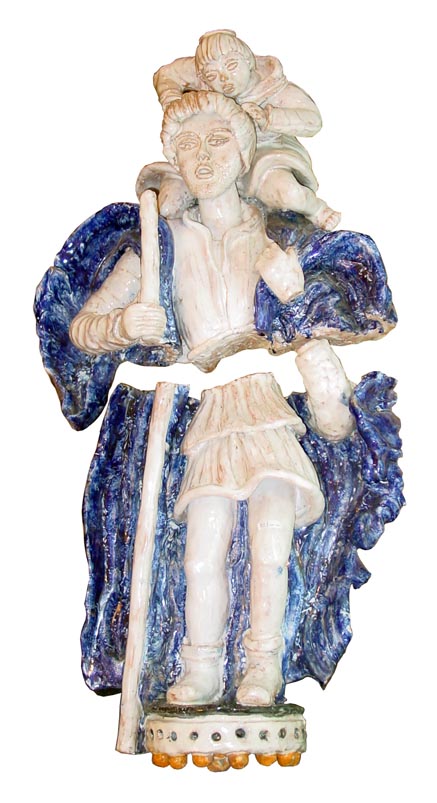 Ceramica Vintage Pellegrino blu del XX Secolo Pezzo di storia autentico - Robertaebasta® Art Gallery opere d’arte esclusive.